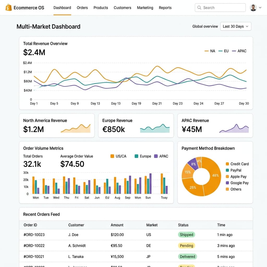Ecommerce OS dashboard
